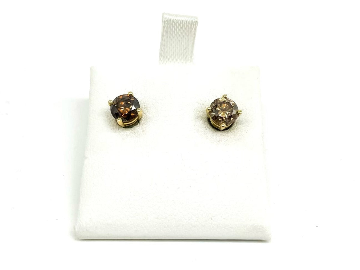 1.25 Point Genuine Champagne Diamond Earrings