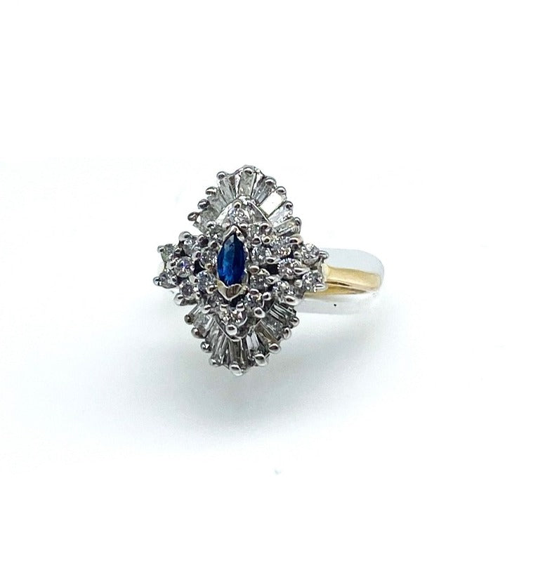 diamond and blue sapphire ring