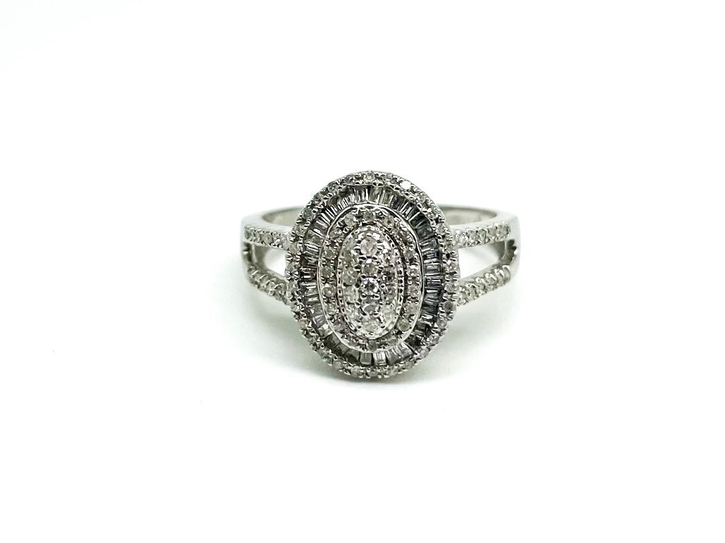 .53 Point Baguette Round Brilliant Cut Diamond Ring