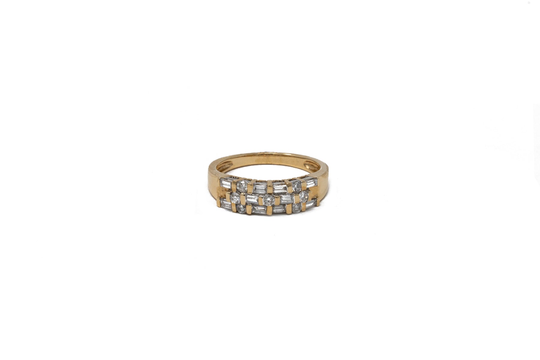 .28 point Round Brilliant Cut and .27 point Straight Baguettes Cut Diamond Ring
