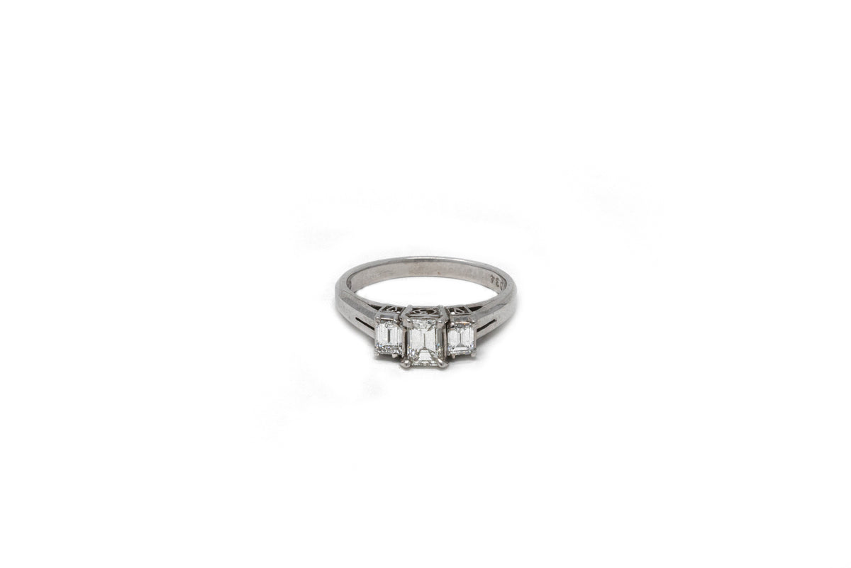 .51 point and .74 point Emerald Cut Diamond Ring