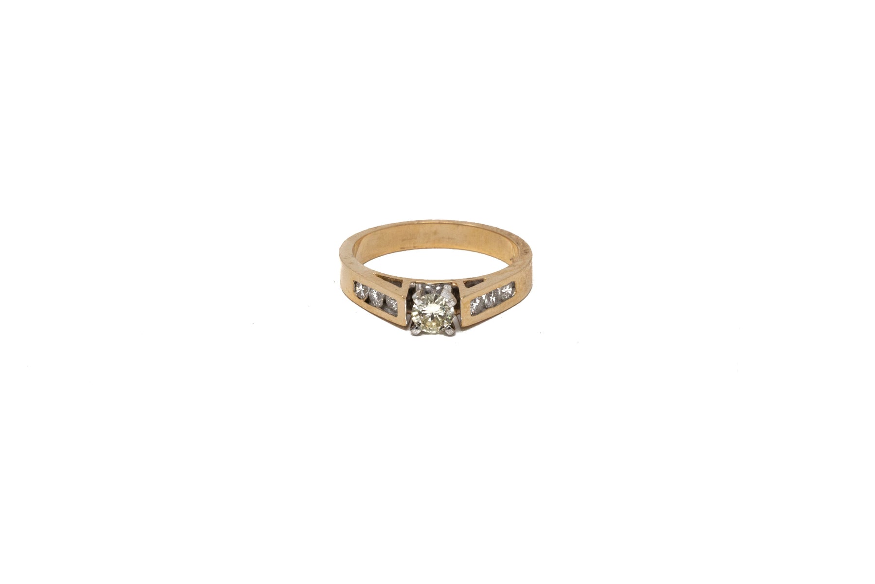 .30 point and .18 point Round Brilliant Cut Diamond Ring