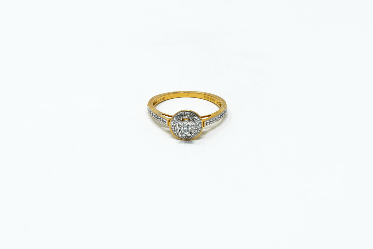 .20 Point Halo Round Cut Diamond Ring