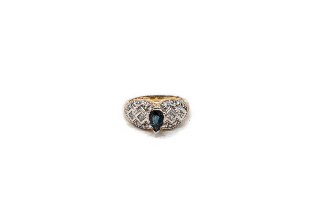 .55 Blue Sapphie and .60 Diamond Ring Set