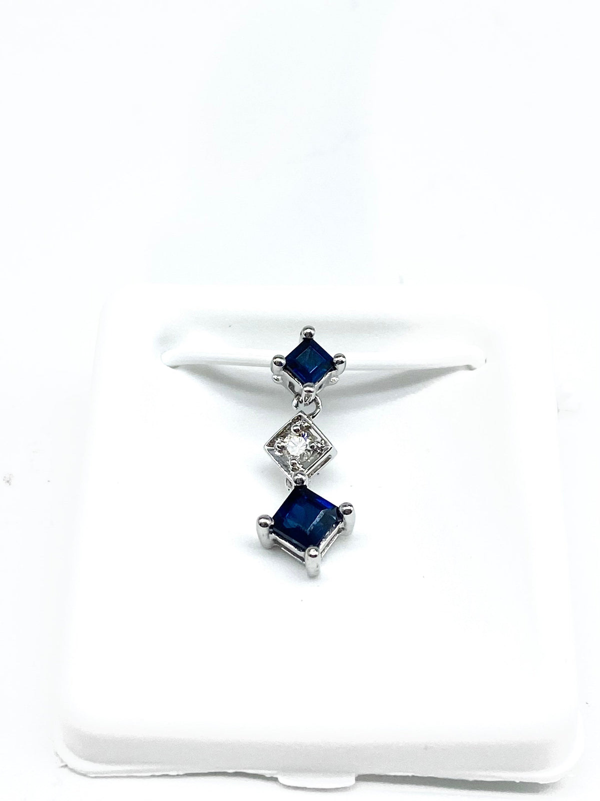 Blue Sapphire Princess Cut Diamond Pendant