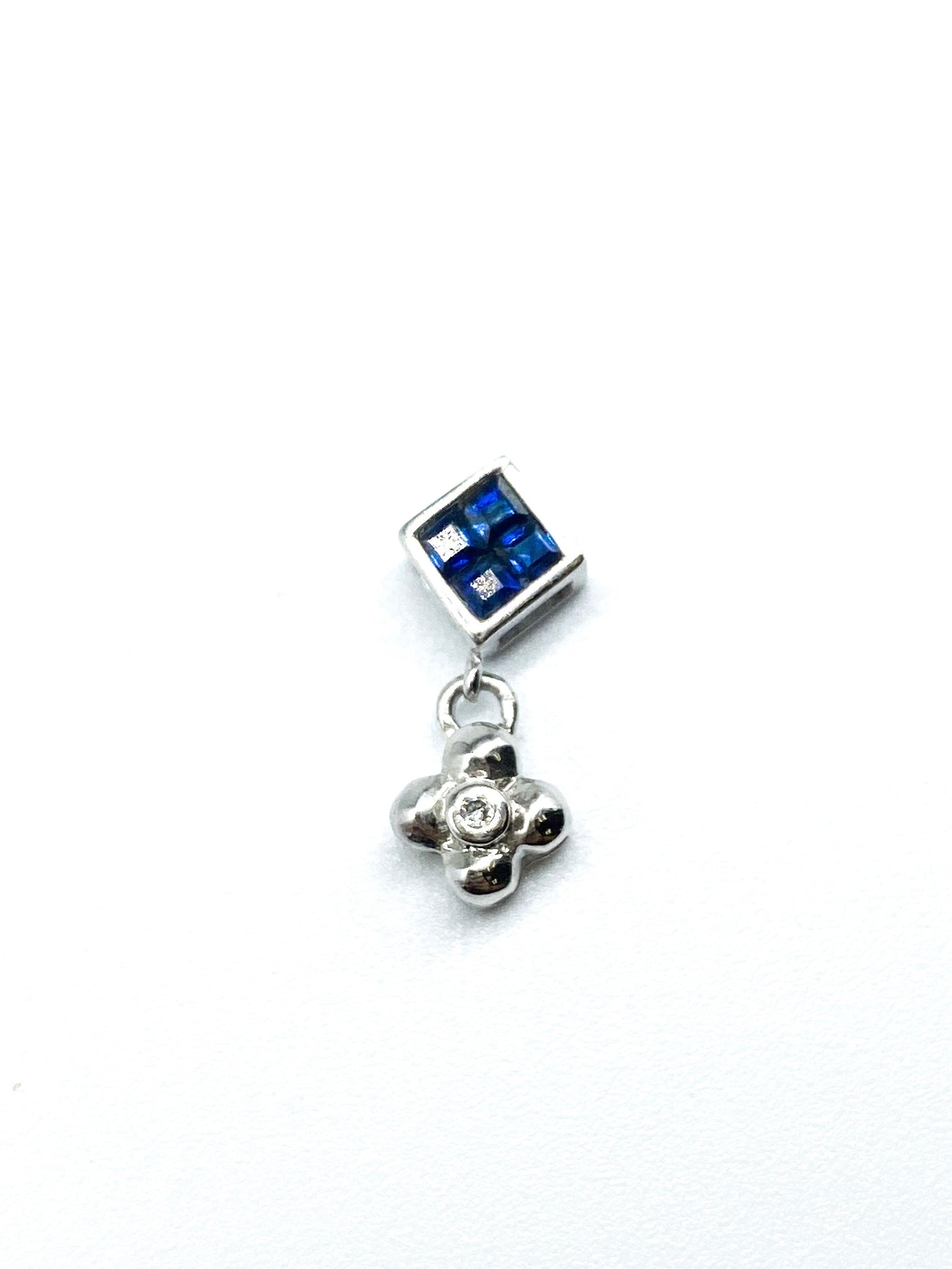 Genuine Sapphire Princess Cut Diamond Pendant