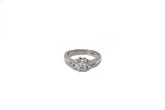 .77 point Radiant Cut and .50 point Brilliant Cut Diamond Ring
