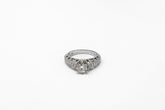 1.01 point Cut Corner Princess Cut, .50 point Princess Cut, and .60 point Round Brilliant Cut Diamond Ring