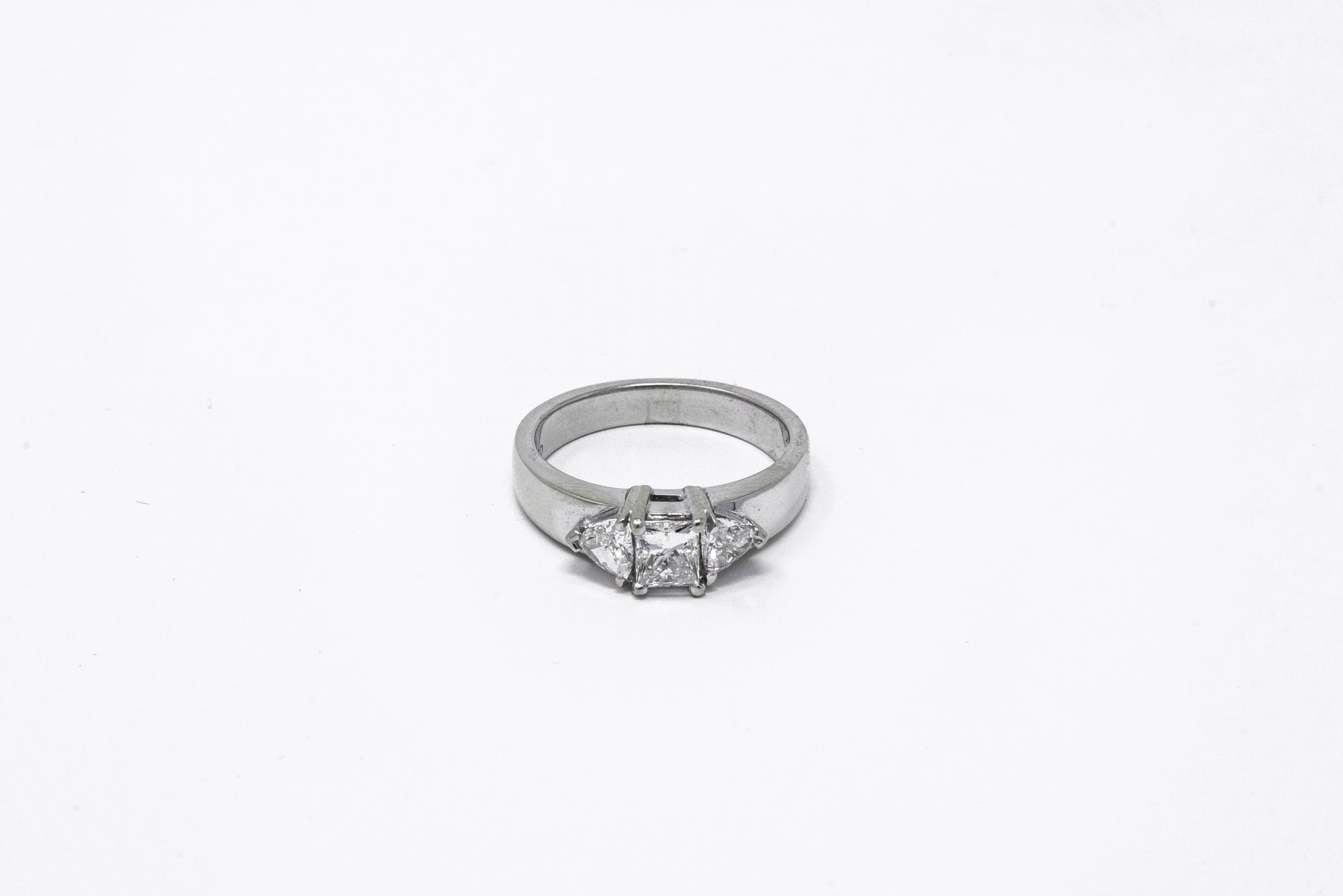 .51 point Radiant Cut and .42 Trilliant Cut Diamond Ring