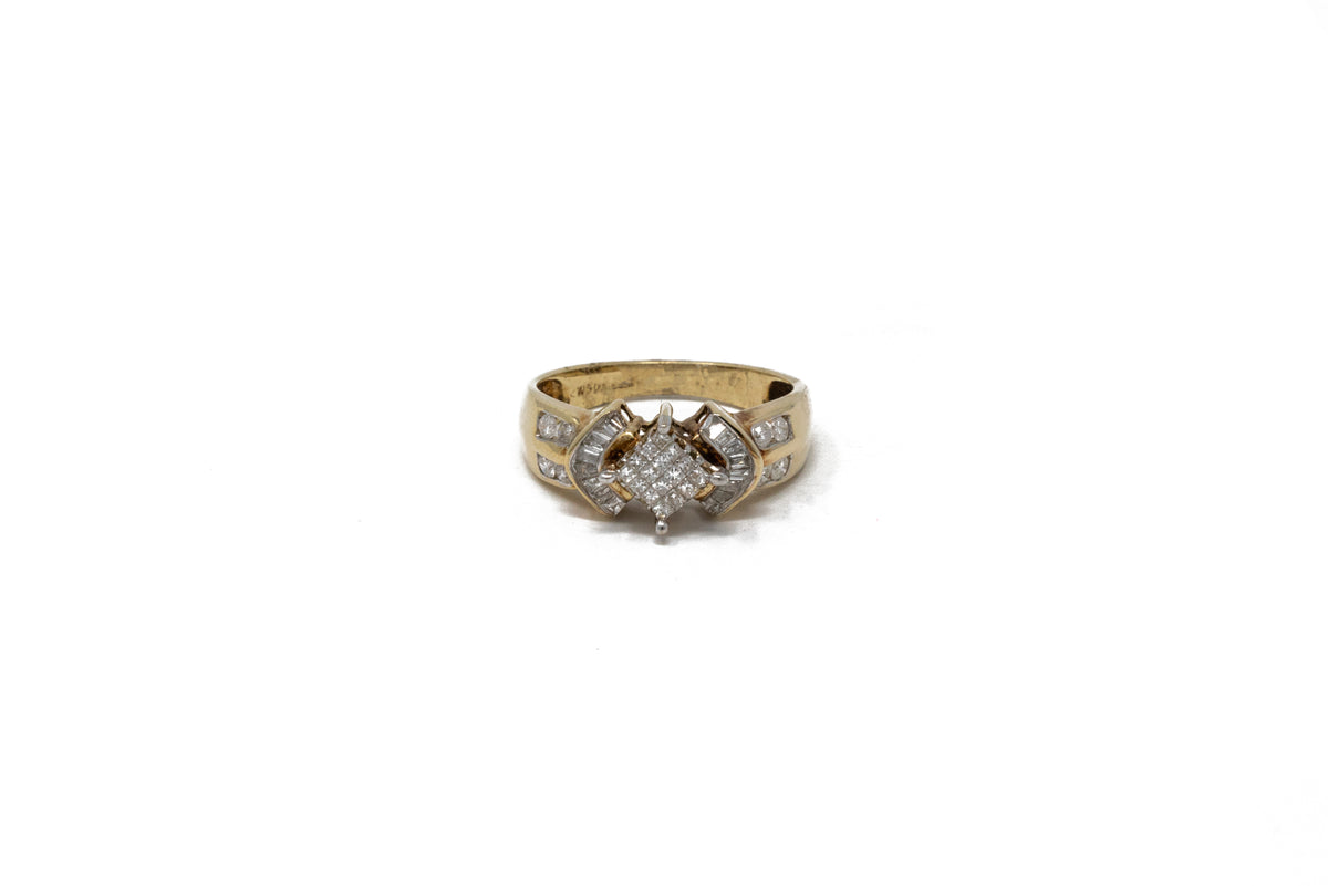 .50 Point Princess and Round Brilliant Cut Diamond Ring